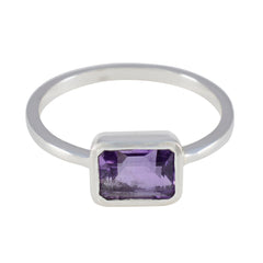 Araya Purple Solitaire Gemstone Ring in Silver Amethyst Purple