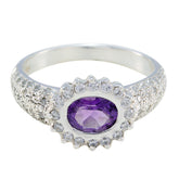 Ava Feminine Purple Halo Ring Amethyst Purple