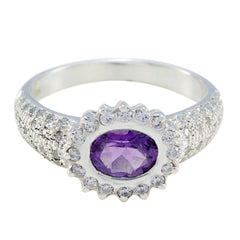 Ava Feminine Purple Halo Ring Amethyst Purple