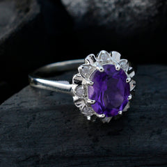 Ananya Boho Purple Gemstone Ring with Silver Setting