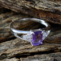 Li Lee Purple Gemstone Halo Ring in Sterling Silver