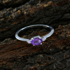 Ayaka Purple Gemstone Halo Ring with Silver Band