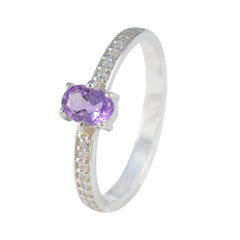 Luna Purple Gemstone Halo Ring with Sterling Silver