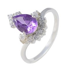 Xiu Purple Gemstone Halo Ring with Pear Cut Amethyst