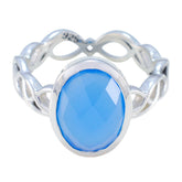 Nisa Contemporary Blue Solitaire Ring Blue Chalcedony Blue