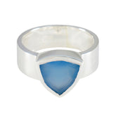 Riya Signet Blue Solitaire Band Blue Chalcedony Blue
