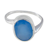 Xiu Contemporary Blue Solitaire Ring Blue Chalcedony Blue