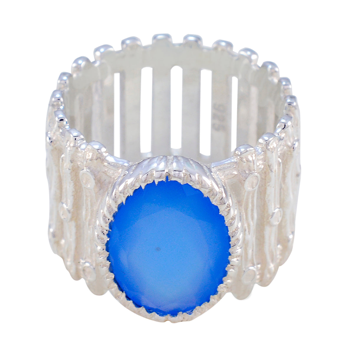 Antonia Armor Blue Solitaire Band Blue Chalcedony Blue