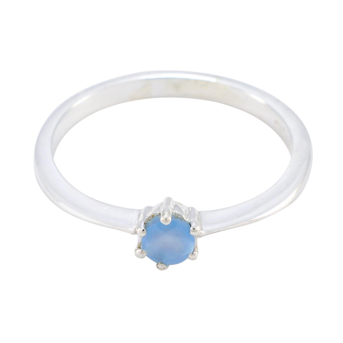 Seo-yeon Feminine Blue Solitaire Ring Blue Chalcedony Blue
