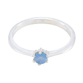 Seo-yeon Feminine Blue Solitaire Ring Blue Chalcedony Blue