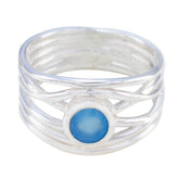 Layla Rope-Wire Blue Solitaire Band Blue Chalcedony Blue