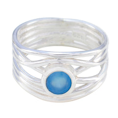 Layla Rope-Wire Blue Solitaire Band Blue Chalcedony Blue
