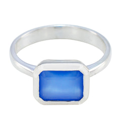 Laura Luxurious Blue Solitaire Ring Blue Chalcedony Blue