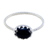 Lily Black Solitaire Ring with Elegant Silver Band Black Onyx Black