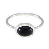 Nari Black Solitaire Ring India with Silver Band Black Onyx Black
