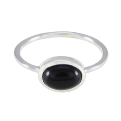Nari Black Solitaire Ring India with Silver Band Black Onyx Black