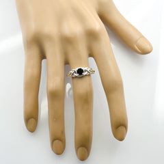 Yuki Elegant Black Solitaire Ring in Sterling Silver
