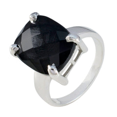 Ananya Black Solitaire Ring India with Faceted Stone