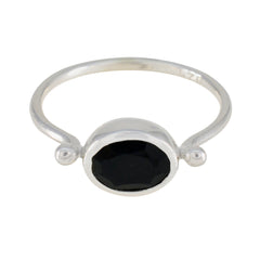 Yan Contemporary Black Solitaire Ring Black Onyx Black