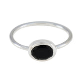 Rina Sophisticated Black Solitaire Ring Black Onyx Black