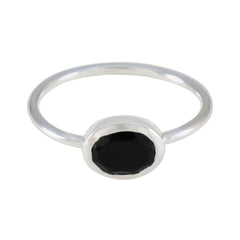 Rina Sophisticated Black Solitaire Ring Black Onyx Black