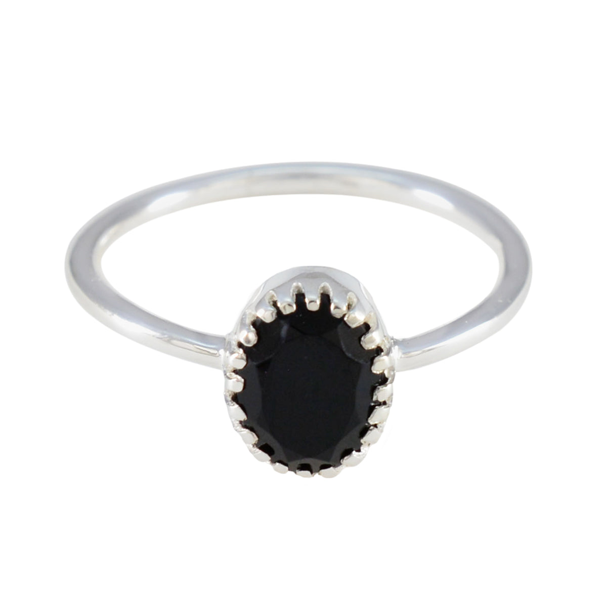 Lakshmi Black Solitaire Ring India with Elegant Design Black Onyx Black