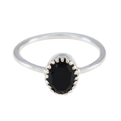 Lakshmi Black Solitaire Ring India with Elegant Design Black Onyx Black