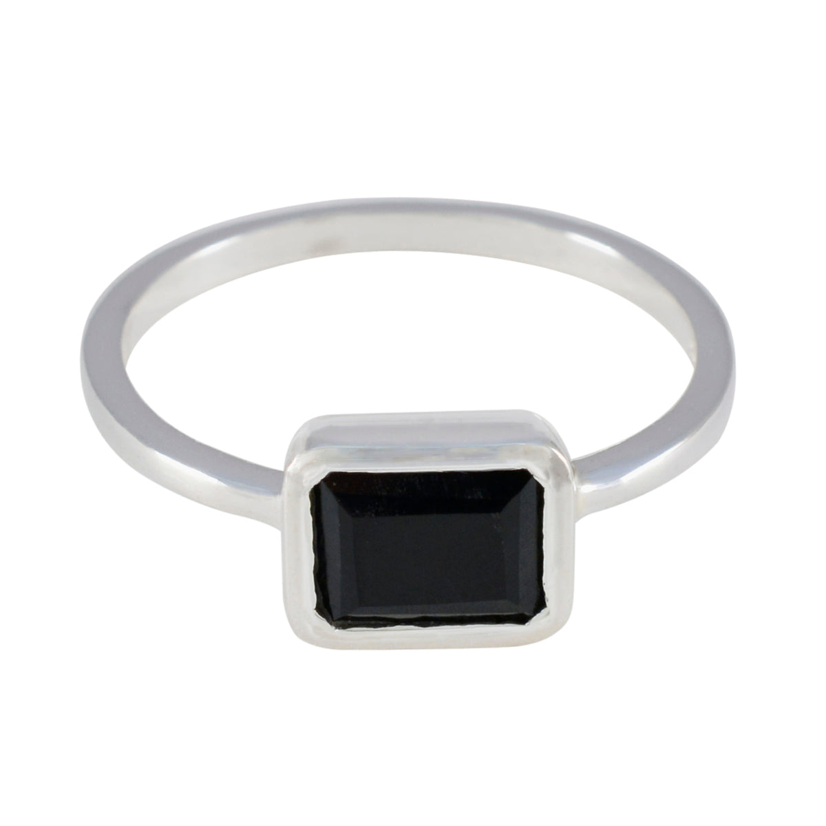 Mia Black Solitaire Ring for Women in Silver Black Onyx Black
