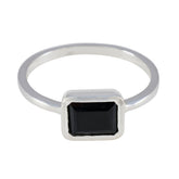 Mia Black Solitaire Ring for Women in Silver Black Onyx Black