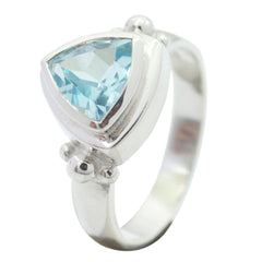 Riya Blue Solitaire Gemstone Ring in Sterling Silver