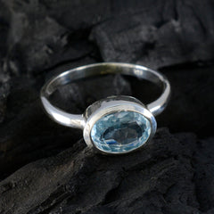 Ayaka Blue Solitaire Ring with Silver Band