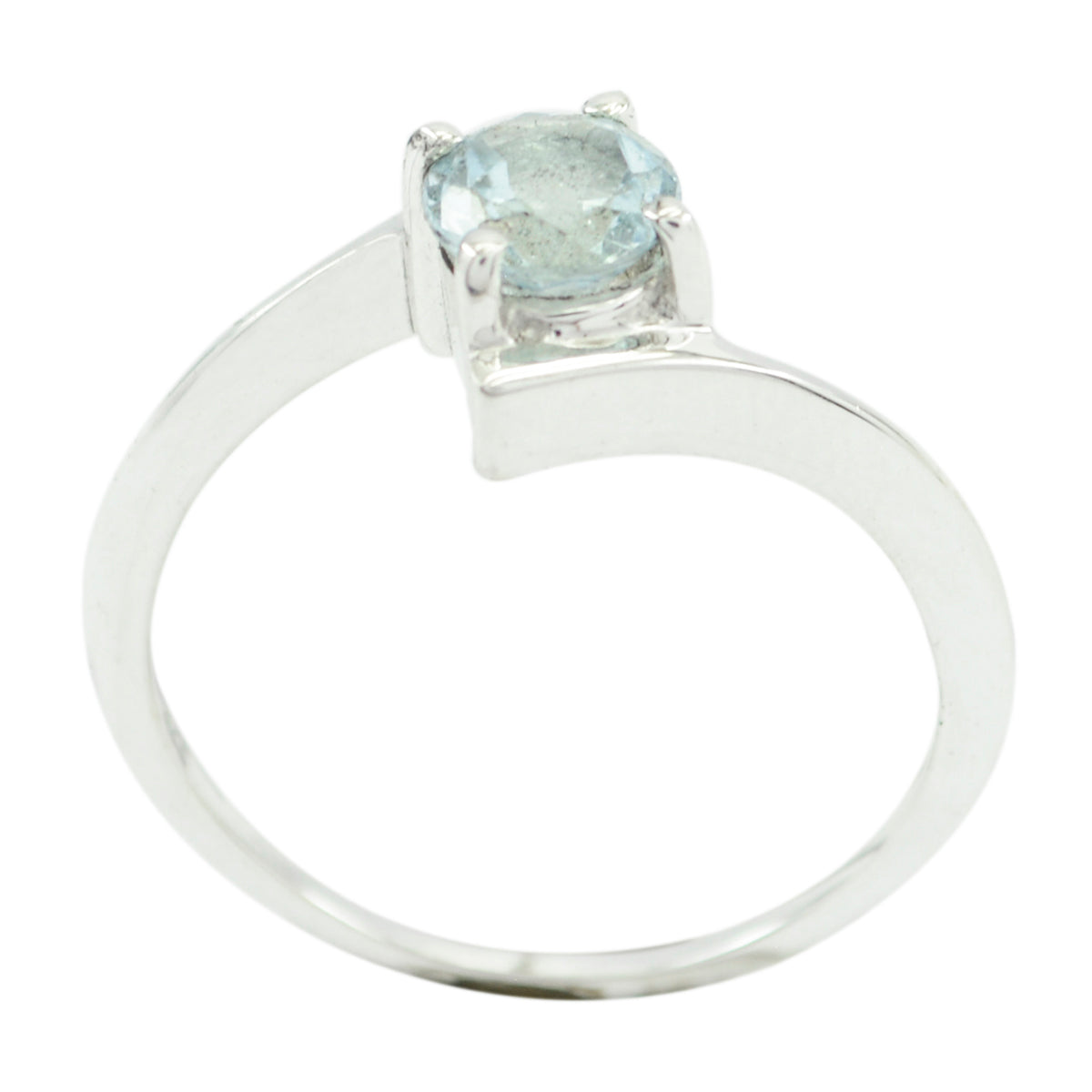 Mei Blue Solitaire Ring with Sterling Silver Band Blue Topaz Blue