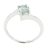 Mei Blue Solitaire Ring with Sterling Silver Band Blue Topaz Blue