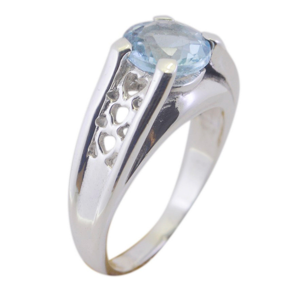 Lucy Blue Solitaire Ring India with Silver Band Blue Topaz Blue