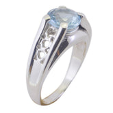 Lucy Blue Solitaire Ring India with Silver Band Blue Topaz Blue