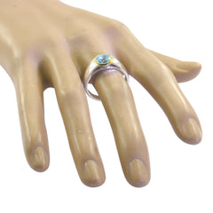 Olivia Modern Blue Solitaire Ring with Gold Accent