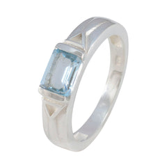 Ananya Blue Solitaire Ring for Women in Sterling Silver