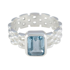 Milagros Art Deco Blue Solitaire Band Blue Topaz Blue