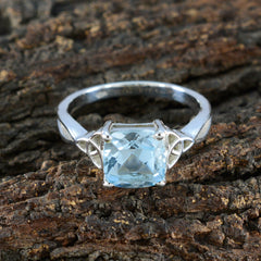 Agustina Blue Solitaire Gemstone Ring in Silver