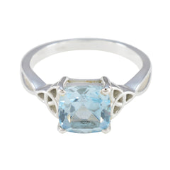 Agustina Blue Solitaire Gemstone Ring in Silver Blue Topaz Blue