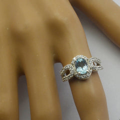 Camila Blue Halo Ring for Women with Sparkling Stones