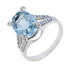 Nora Blue Gemstone Halo Ring with Sparkling Accents