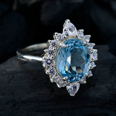 Camilla Modern Blue Halo Ring with Sparkling Gemstones