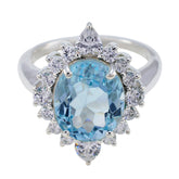 Camilla Modern Blue Halo Ring with Sparkling Gemstones Blue Topaz Blue
