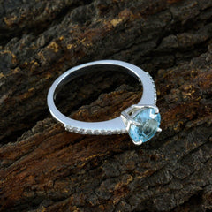 Grace Blue Halo Gemstone Ring with Silver Band
