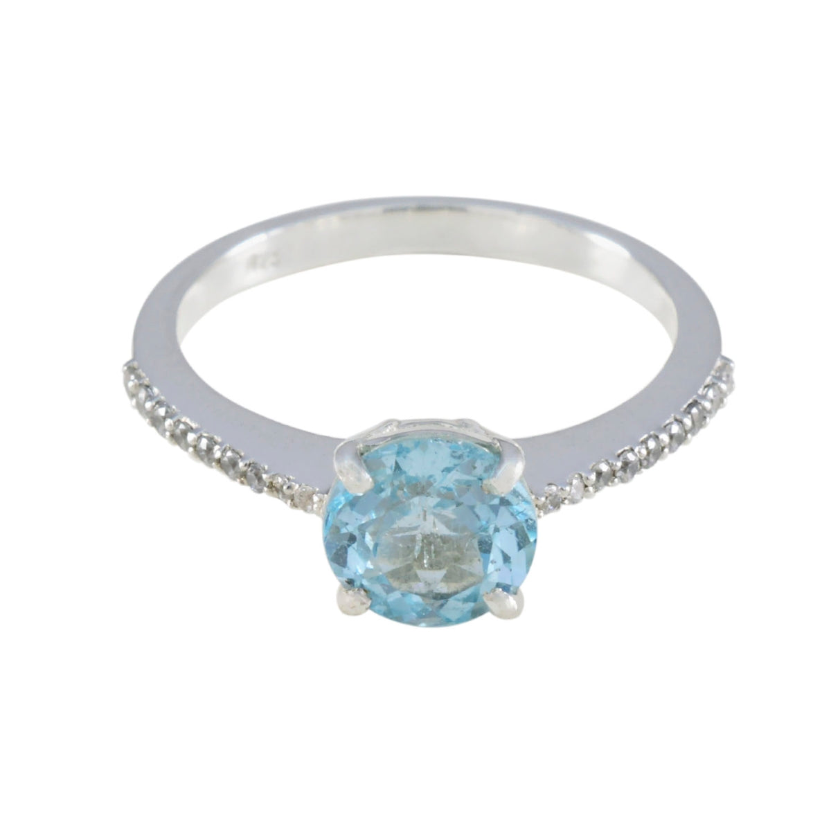 Grace Blue Halo Gemstone Ring with Silver Band Blue Topaz Blue