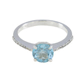 Grace Blue Halo Gemstone Ring with Silver Band Blue Topaz Blue