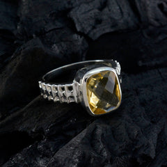 Freya Yellow Solitaire Ring with Cushion Gemstone