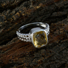 Freya Yellow Solitaire Ring with Cushion Gemstone