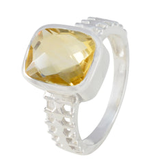 Freya Yellow Solitaire Ring with Cushion Gemstone